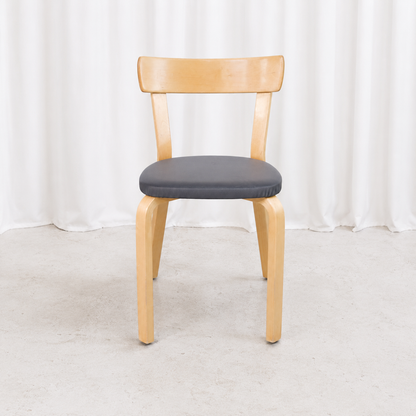 Artek Chair 69 by Alvar Aalto with Dark Grey Upholstery
