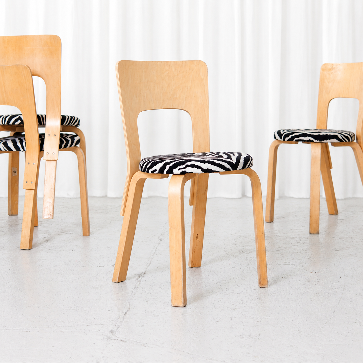 Alvar Aalto Chair 66 for Artek with Zebra Upholstery