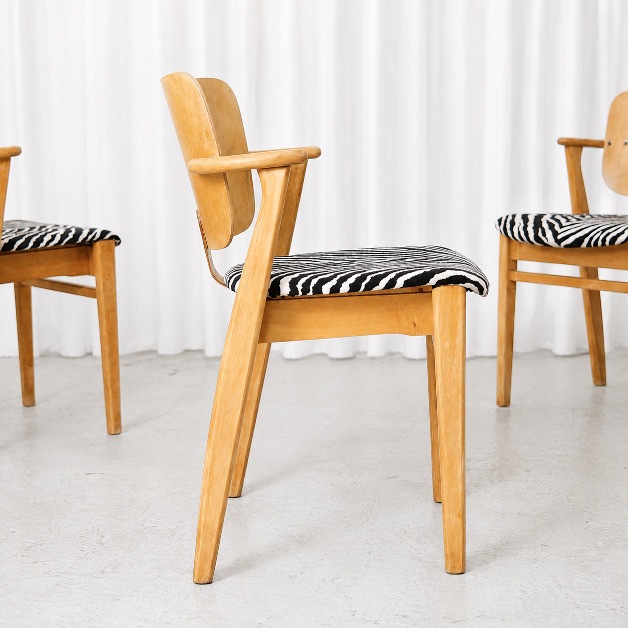 Ilmari Tapiovaara Domus Chair with Zebra Upholstery, 1950s
