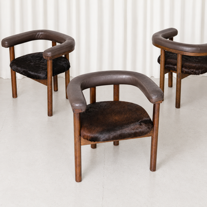 Esko Pajamies Polar Dining Chairs with Cowhide Seats for Lepo Finn