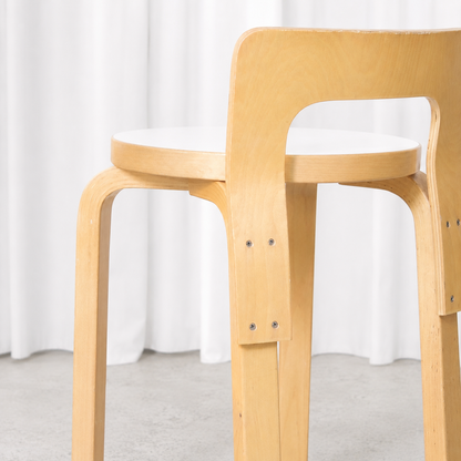 Artek K65 Bar Stool in Birch and White Laminate