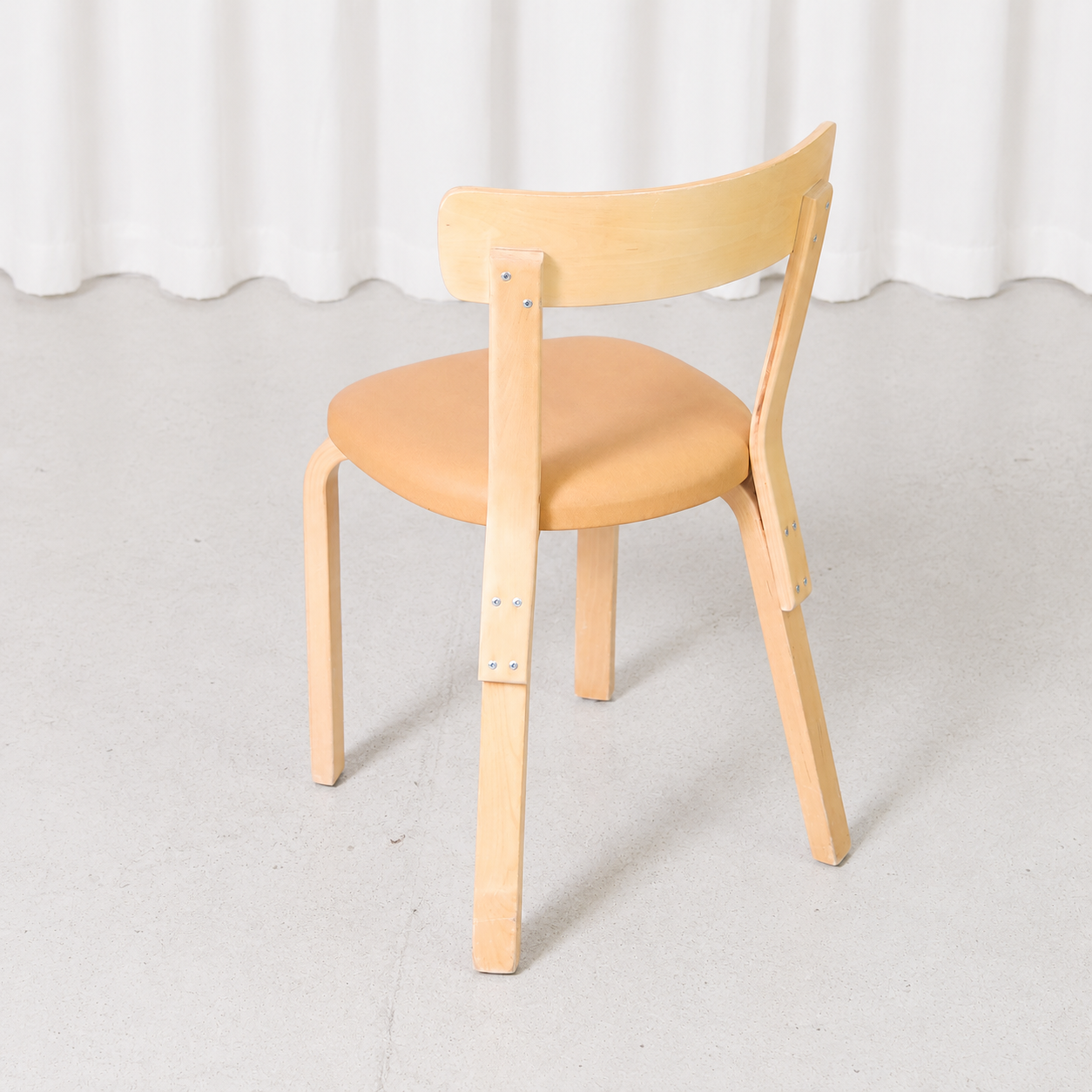Artek Chair 69 in Birch with Beige Upholstery by Alvar Aalto