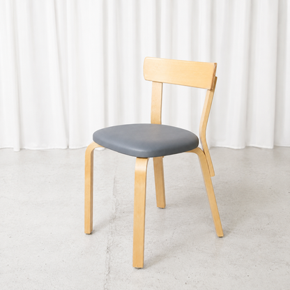 Artek Chair 69 with Grey Upholstery by Alvar Aalto