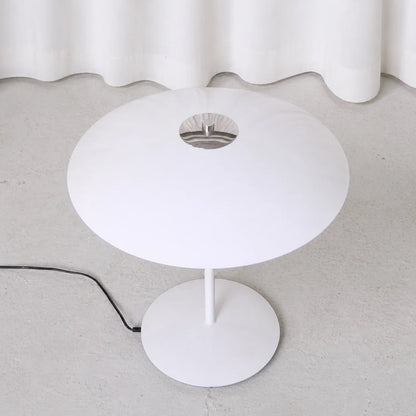 White metal shade of Jonas table lamp viewed from above