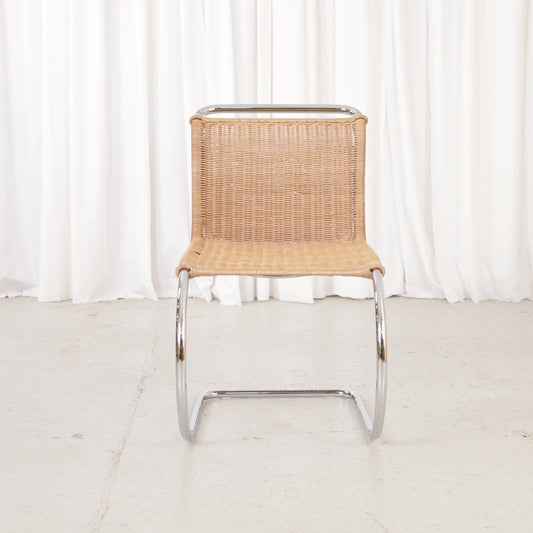 Knoll MR10 rattan chair by Ludwig Mies van der Rohe, chair view