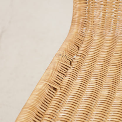 Knoll MR10 rattan chair by Ludwig Mies van der Rohe, detail of damaged cane along the side