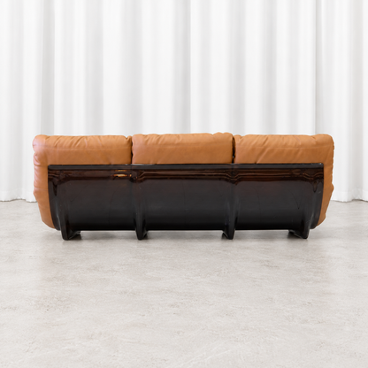 Ligne Roset Marsala three-seater sofa with smoked acrylic shell, rear view.