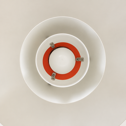 Poul Henningsen PH 4/3 white pendant light for Louis Poulsen — underside view