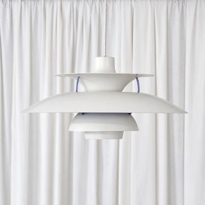 Poul Henningsen PH5 white pendant light for Louis Poulsen — full front view
