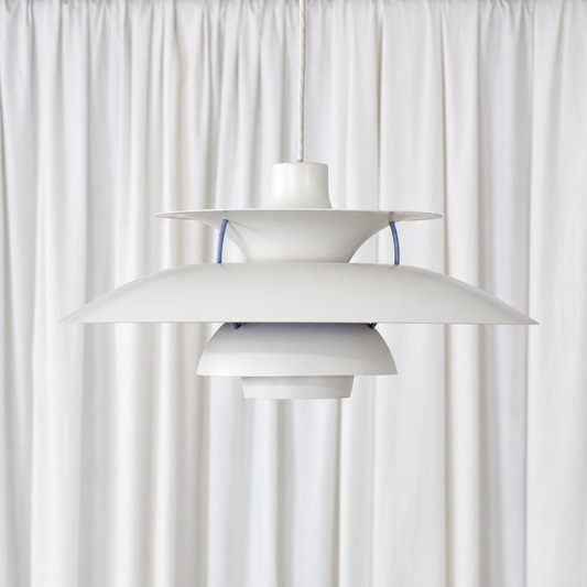Poul Henningsen PH5 white pendant light for Louis Poulsen — full front view