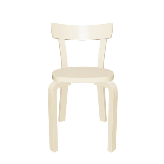 Artek 69 Chairs White Frame with Leather Upholstery (4 pcs)