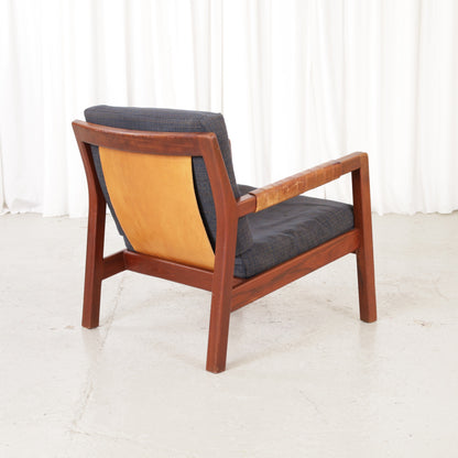 Rialto lounge chair by Carl-Gustaf Hiort af Ornäs, chair view with solid leather back panel