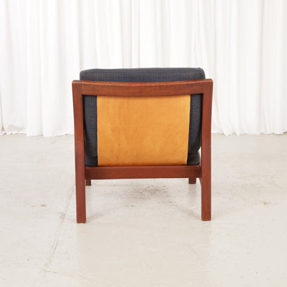 Rialto lounge chair by Carl-Gustaf Hiort af Ornäs, chair view with solid leather back panel