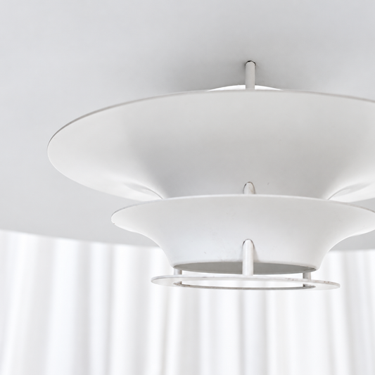 Juha Leiviskä JL341 white pendant light by Valaisinpaja Oy — reflector and underside detail
