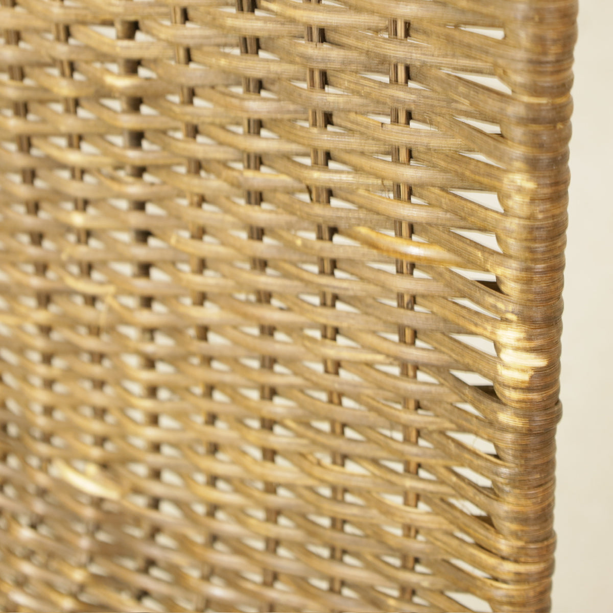 Vintage Italian Chrome and Rattan Cantilever Chair, close-up of rattan weave on chair back