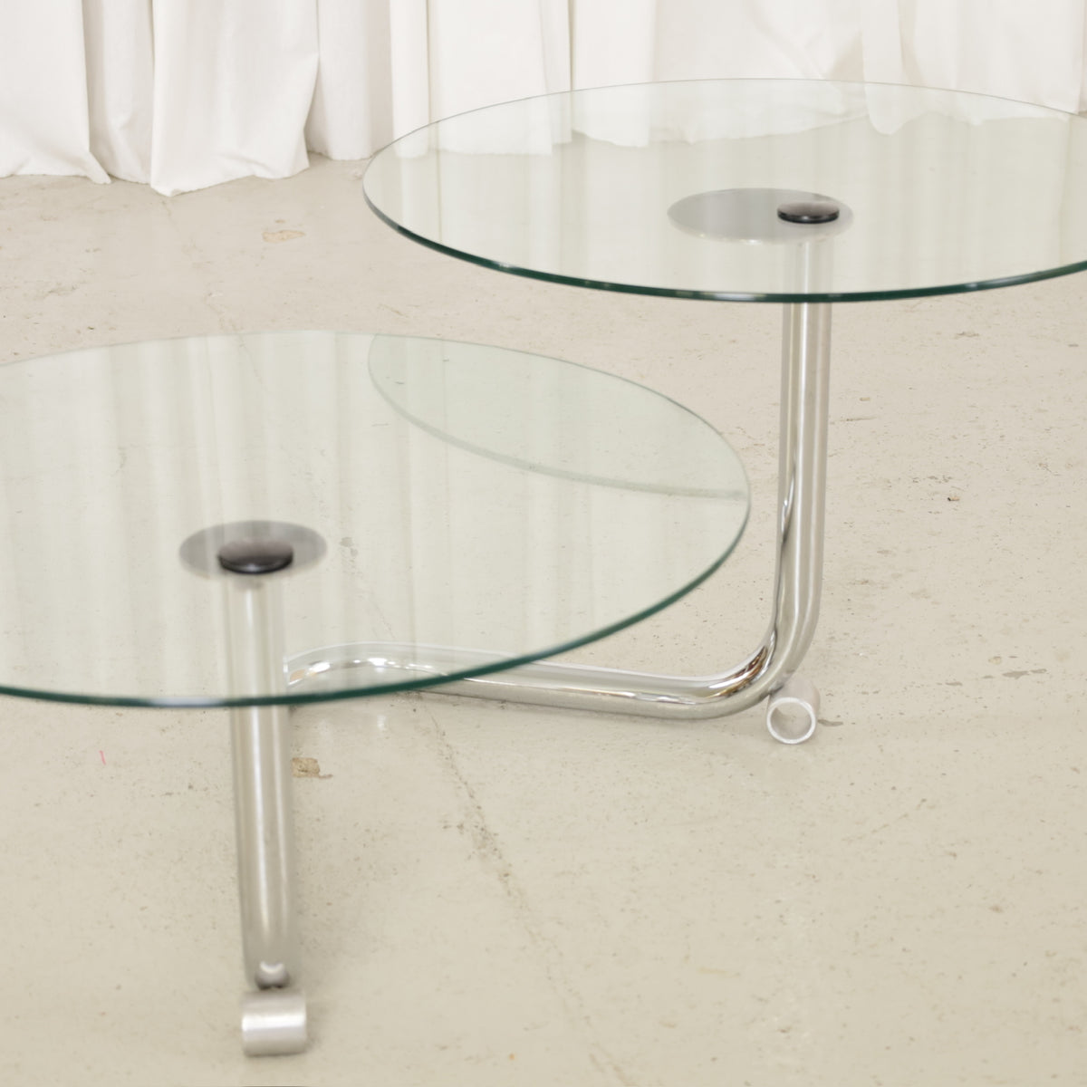 Vintage Italian-Style Swivel Glass Coffee Table in Chrome, vintage chrome coffee table with two pivoting glass tops
