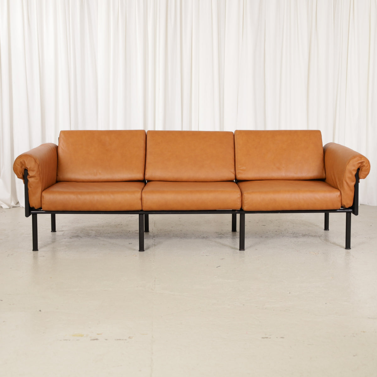 Yrjö Kukkapuro Ateljee Three-Seater Sofa with Renewed Cushions, ateljee three-seater sofa, front view