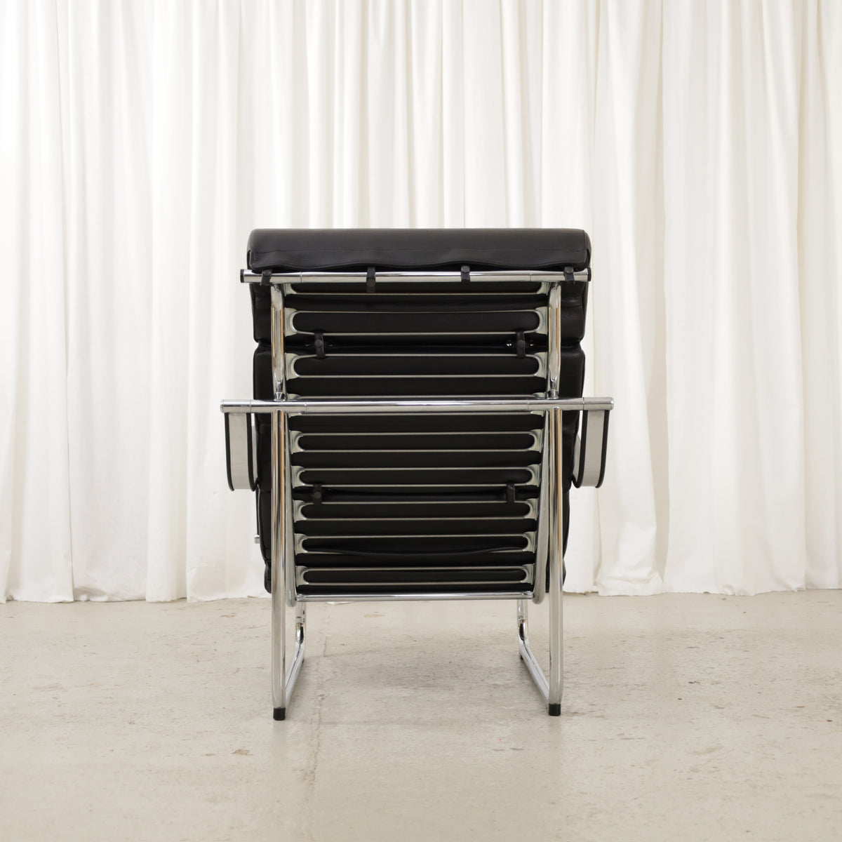Yrjö Kukkapuro Remmi Lounge Chair with New Black Leather Cover, remmi lounge chair, straight rear view