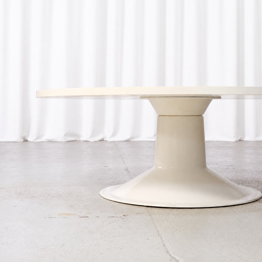 Side view of the sculptural fibreglass pedestal base