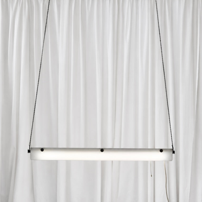 White acrylic pendant light designed by Yrjö Kukkapuro for SLO-Metal Oy, illuminated