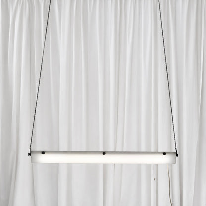 White acrylic pendant light designed by Yrjö Kukkapuro for SLO-Metal Oy, illuminated